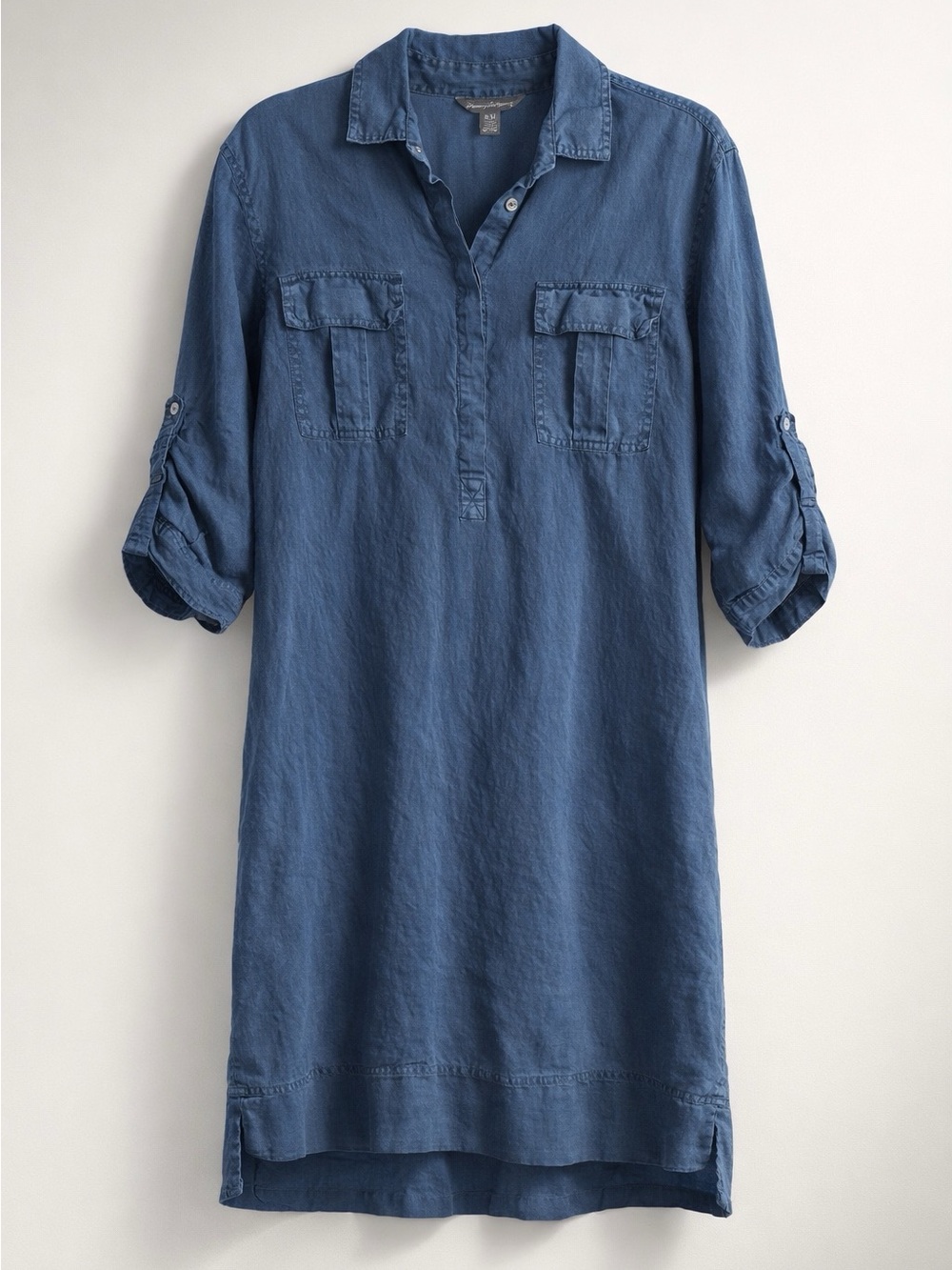 #183 Tommy Bahama Blue Chambray Shirt Dress - Picture 2 of 7